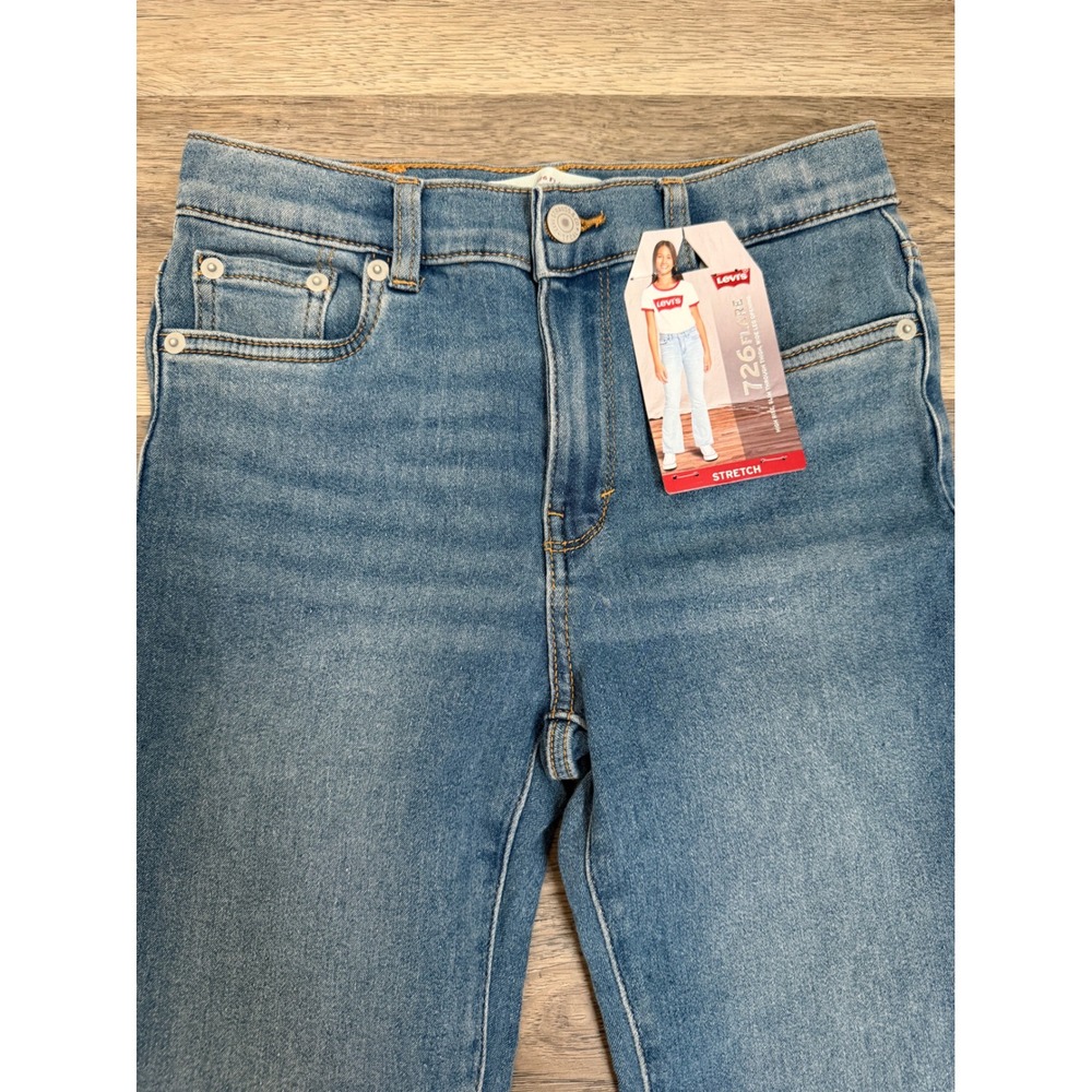 NWT Levi's 726 High Rise Flare Jeans Girls Size 10 Light Wash Stretch Denim - Picture 2 of 12